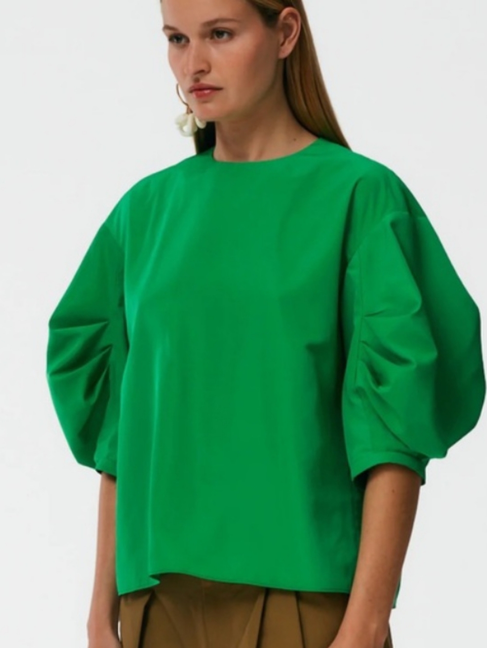Tibi Vibrant Green Parachute Nylon Fabric Top Size 4